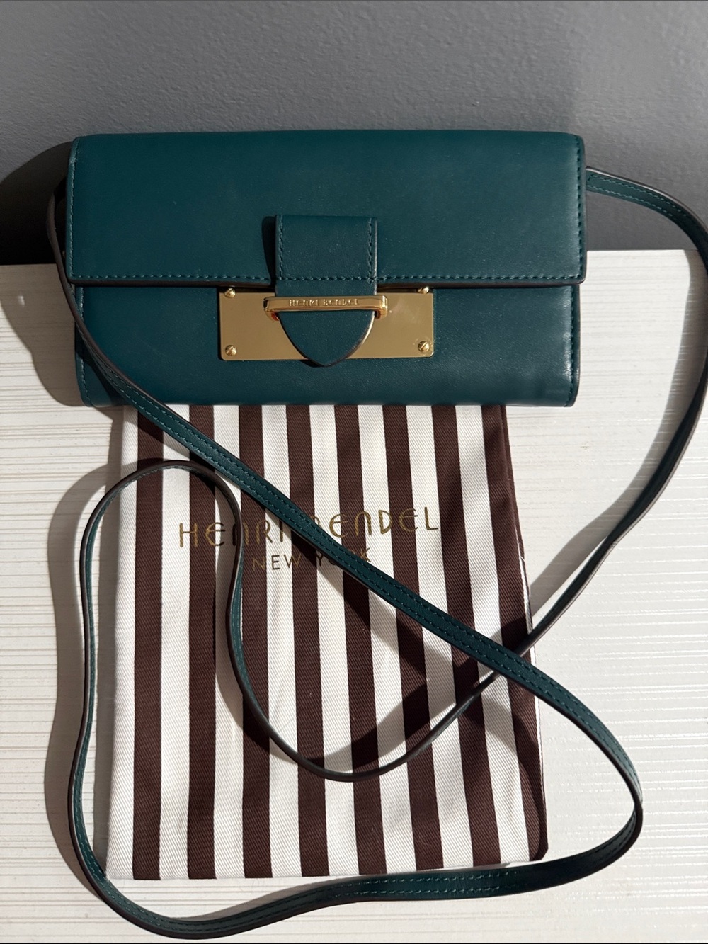 Henri Bendel wallet or clutch  with Crossbody strap and dusty